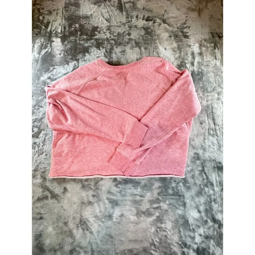 Abercrombie & Fitch Sweatshirt Womens Large Pink Cropped New York Patch Pullover